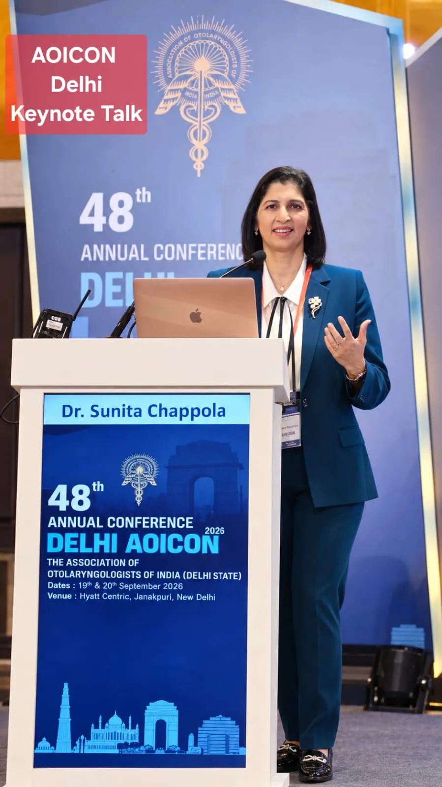 Dr. Sunita Chhapola Shukla speaking at Delhi AOICON